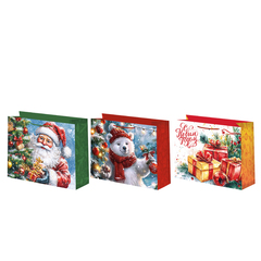 Пакет подарочный M горизонтальный, Новый Год, МИКС, 26*32*13 см (Д*В*Ш), 1 шт.