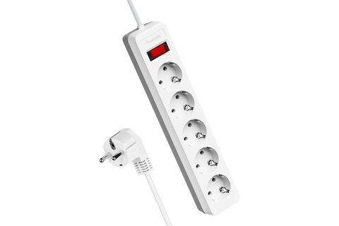 Сетевой фильтр, удлинитель Космос  FKsm1.8m-5g(W) сетевой фильтр, 5 розеток 1.8 метра, белый, заземление, выключатель, 10А, 220 вольт, ПВС 3х3х0,75, IP20 - купить в компании MAKtorg