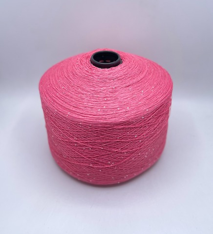 Бобинная пряжа (пр.Италия),Linette Pailletes, 450/100гр, 80% Лен, 20% Полиэстер(пайетка), цвет-Ярко-розовый+пайетка. арт.36739