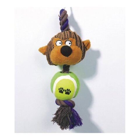 Mpets игрушка мягкая для собак Обезьянка Денис с канатом и мячиком, 24 см
