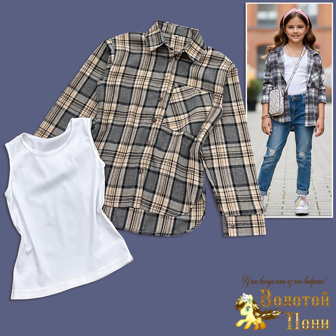 Двойка (рубашка с топом) д (9-13) 260113-Q4085