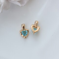 Подвеска Сердце со светло-голубым фианитом, 12*8 мм, позолота, П289