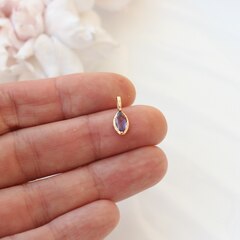 Подвеска Маркиз с тёмно-сиреневым фианитом, 14*5 мм, позолота, П389