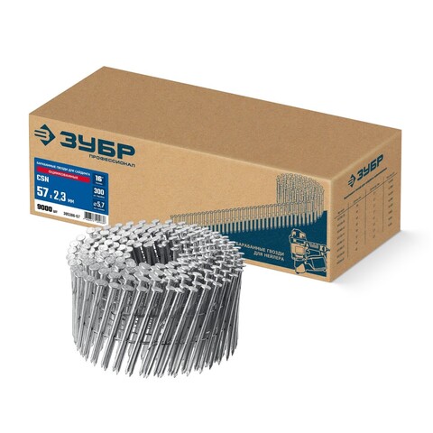 ЗУБР CSN 57 х 2.3 мм, барабанные гвозди для сайдинга оцинкованные, 9000 шт (305386-57)