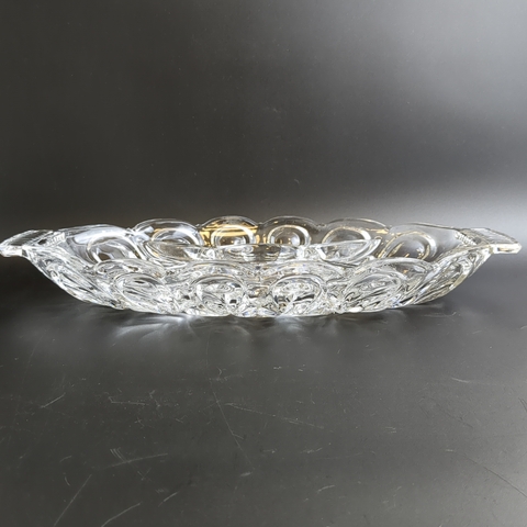 Тарелка для сервировки с отделами, стекло, геометрический орнамент, винтаж СССР 1970-1990 гг