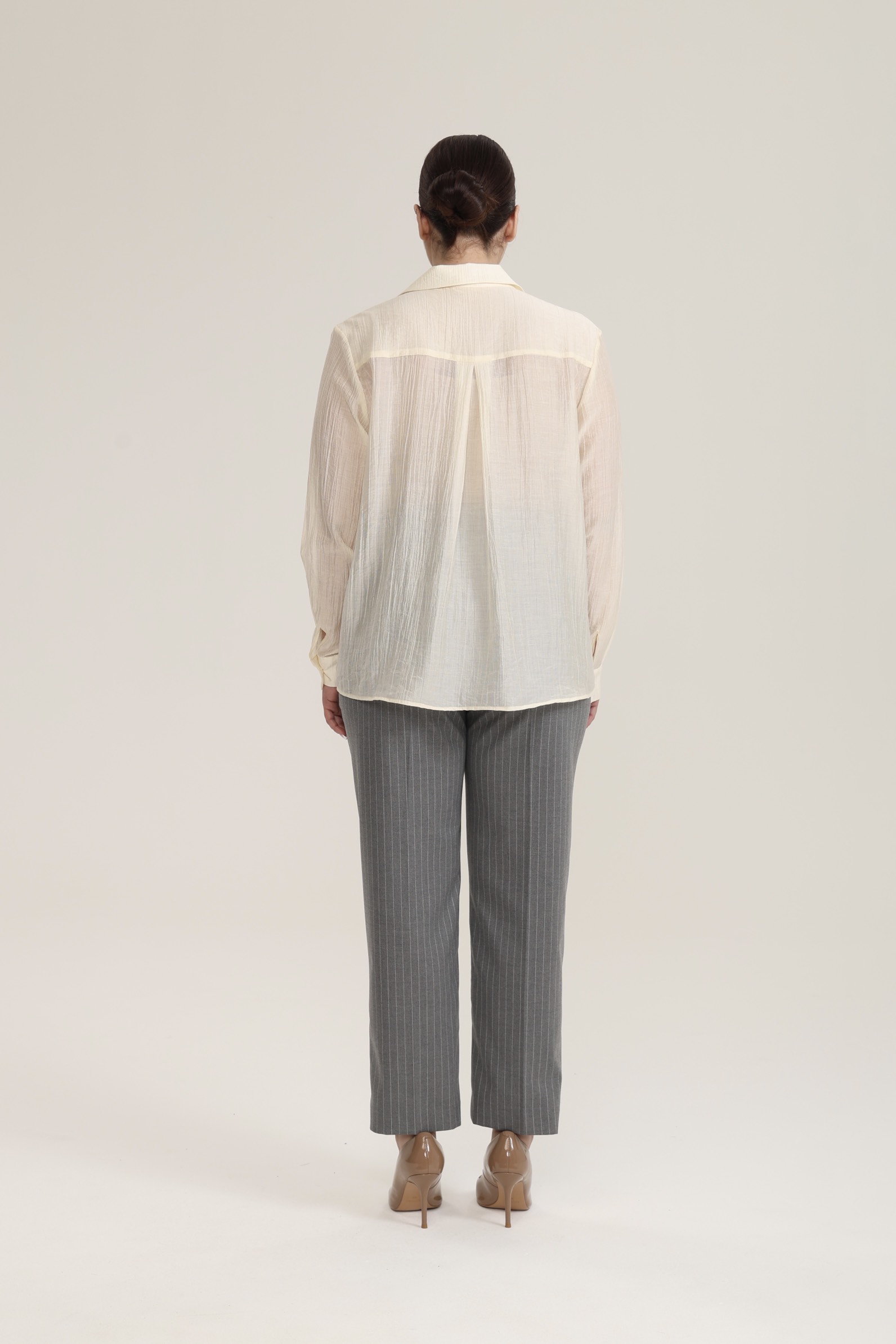 Блузка с отложным воротником, сливочный