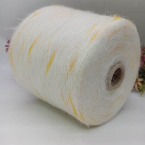 Кид мохер арт Galles фабрика Ilaria 1000м/100гр Белый с желтым 5