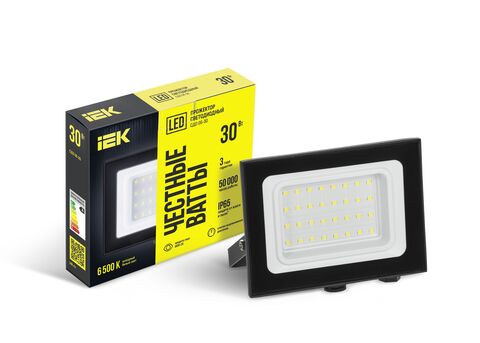 Прожектор СДО 06-30 светодиодный черный IP65 6500K IEK