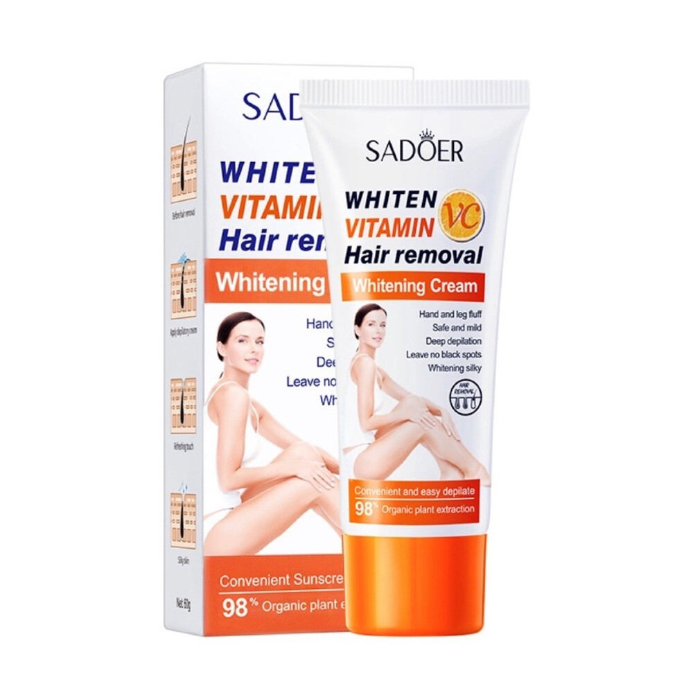 Крем для депиляции с витамином С Sadoer Hair Removal Whitening Cream -  купить по выгодной цене | Beauty Patches - патчи, маски, сыворотки