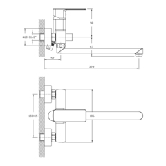 DR20043 Смеситель одноручный универсальный с поворотным изливом 300мм., хром