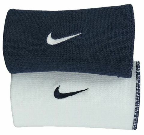 Теннисные напульсники Nike Dri-Fit Double-Wide Wirstbands Home & Away 2P - white/black