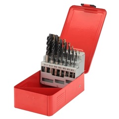 Набор метчиков машинных M3 -M12 HSSE-TiALN DIN371/376 (B/4-5P, C/2,5P,сверла) 21пр H-Tools 245054FHT