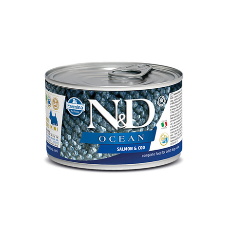 Влажный корм N&D DOG OCEAN SALMON&COD Adult mini с лососем и треской для собак мелких пород,140 г