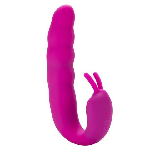 Розовый вибратор Ribbed Dual Stimulator - 17 см. - Howells 183314 pink