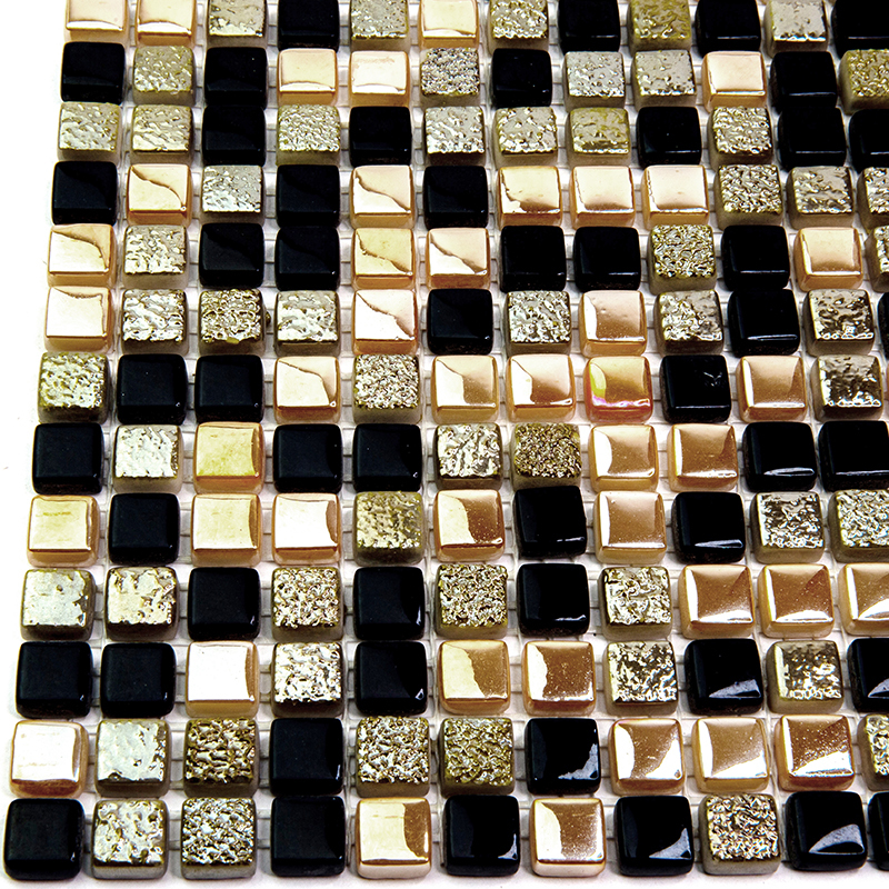 TC-13 Мозаика из стекла Natural Flex коричневый золотой темный квадрат глянцевый