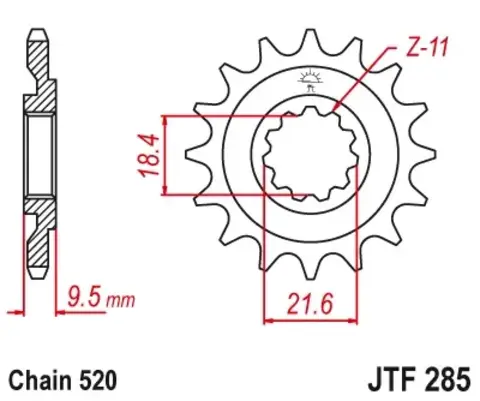 Звезда мотоциклетная JT JTF285.14