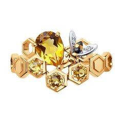 716916 - Кольцо ПЧЕЛКА из золота 585 пробы с цитринами