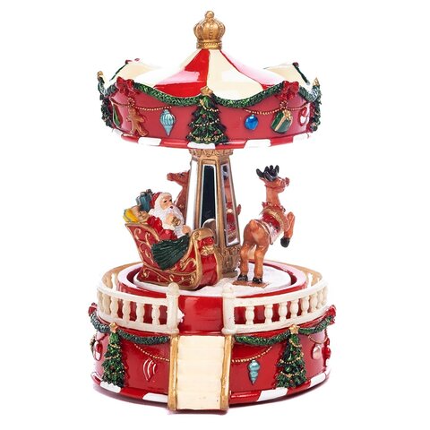 Музыкальная шкатулка Карусель с Сантой на санях 14.5см Goodwill Santa Sleigh Carousel
