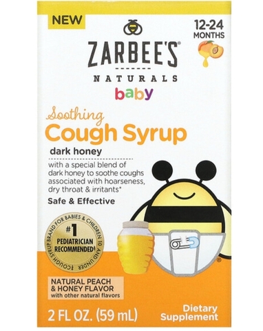 Zarbees,Naturals, детский успокаивающий сироп от кашля, для детей от 12 до 24 месяцев, натуральный персик и мед, 59 мл (2 жидк. Унции)