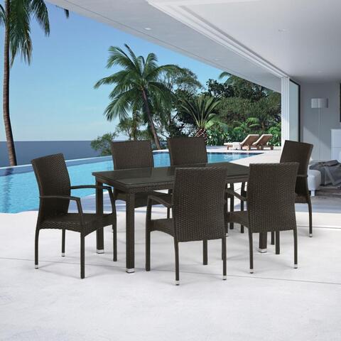 Комплект плетеной мебели T256A/YC379A-W53 Brown (6+1) + подушки на стульях