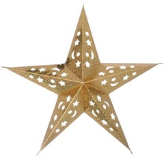 Бумажная звезда, 30 см, 5-конечная, голографическая, Золото