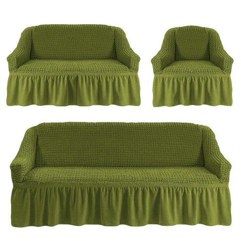 Чехлы на трехместный диван и двухместный диван +кресло,олива