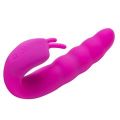 Розовый вибратор Ribbed Dual Stimulator - 17 см. - 