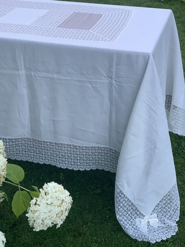 Скатерть 180x300 и 12 салфеток Palombella Guinone Elite сливочные