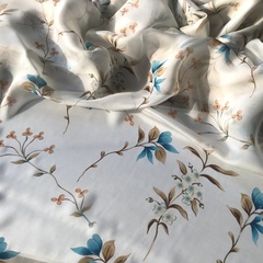 Ткань шифон шелковый голубые цветы 1147