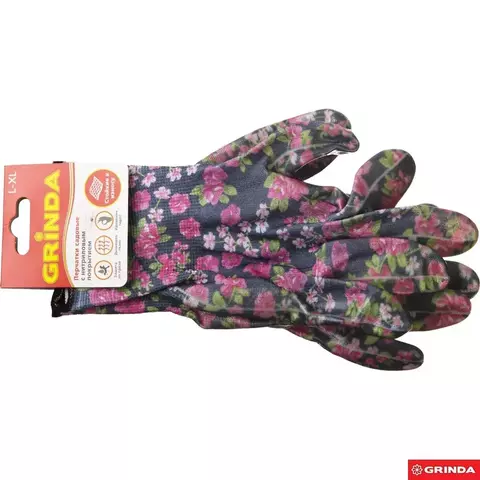 GRINDA прозрачное нитриловое покрытие, чёрные, размер L-XL, садовые перчатки (11297-XL)