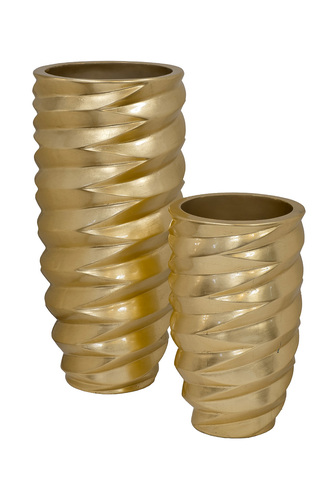 Кашпо для цветов напольное 36х77см Garda Decor золотое рельефное