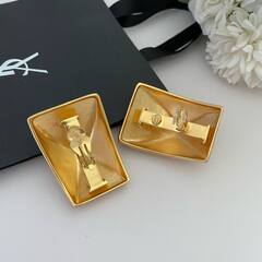 27061-Серьги клипсы крупные прямоугольников из латуни YSL
