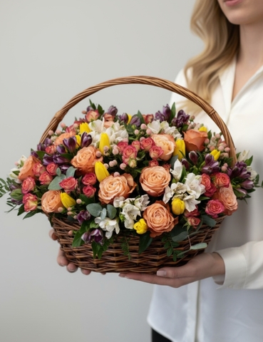 Цветы в корзине Престиж