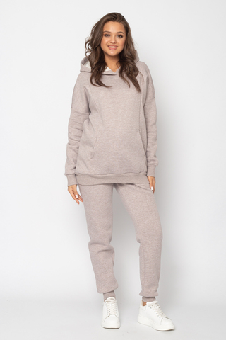 Утепленный спортивный костюм для беременных и кормящих 16216 светлый какао меланж