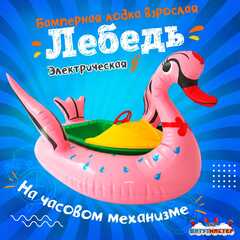 Электрическая бамперная лодка «Лебедь» XL, розовая, взрослая на часовом механизме