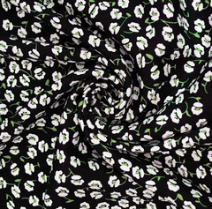 Ткань штапель твил принт 140 гр/м2, 100% вискоза, ш. 145 см, черный