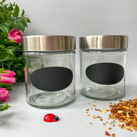 Баночки - бутылочки с металлической крышкой, декоративные, стеклянные, прозрачные, 350 мл, 10*8 см, набор 2 штуки.