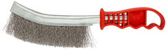 Корщетка (крацовка) с изогнутой пластиковой ручкой, стальная тип А, 38407 КУРС