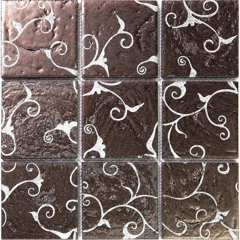 Vint-41-9 Испанская керамическая мозаика Gaudi Vintage коричневый темный квадрат