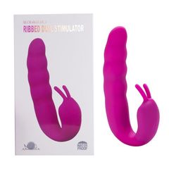 Розовый вибратор Ribbed Dual Stimulator - 17 см. - 