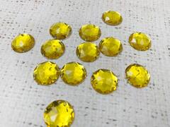 Стразы пришивные акрил, d 1,6 см, жёлтый