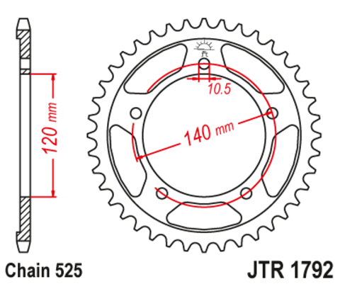 14604-47 звезда задняя (ведомая) стальная , 525, AFAM (JTR1792.47)