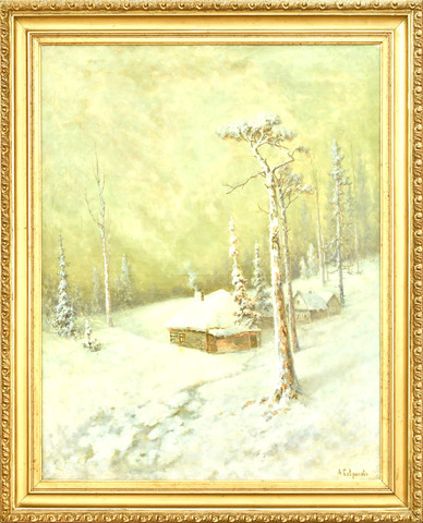 Саврасов Алексей Кондратьевич. Зимний пейзаж с избушкой. Холст, масло. Конец XIX века