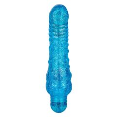 Синий вибратор-реалистик Sparkle Glitter Jack - 18,25 см. - 