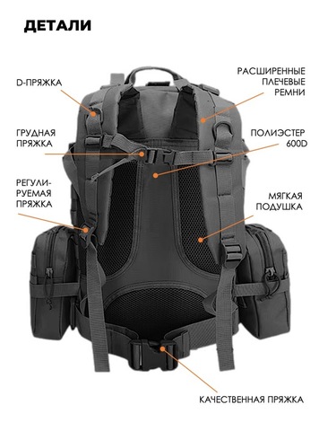 Картинка рюкзак тактический Swicky BK-2437 black - 7
