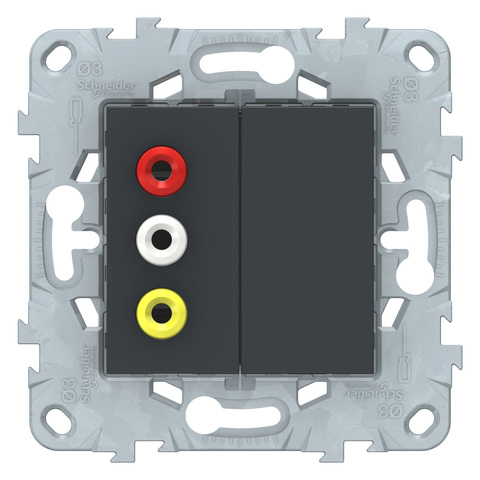 Розетка 3 RCA. Цвет Антрацит. Schneider Electric Unica New. NU543154