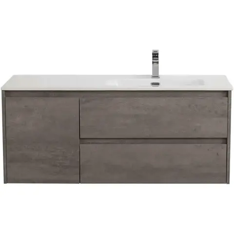 BelBagno KRAFT-1200-2C-1A-SO-CG-R KRAFT База под раковину подвесная с двумя выкатн. ящиками одной распашн.дверц. правосторонн. Cemento Grigio,1200x460x500