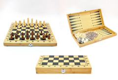 Настольная игра 3 в 1 Шахматы, Шашки, Нарды (деревянные )
