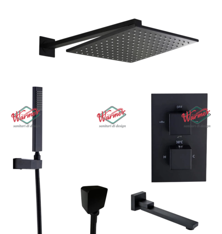 Душевой комплект Warmer Black Line Cube 2100400 3в1 -12D Termo