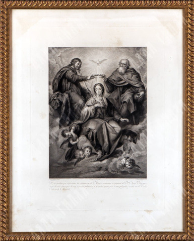Гравюра Коронование Богородицы по оригиналу Веласкеса. Испания. 1795 г.